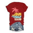 thumbnail image 1 of TSADFHJI T-Shirts pour Femmes Coton Plus 2024 Décontracté Imprimé Col Rond Manches Courtes TG Rouge, 1 of 2
