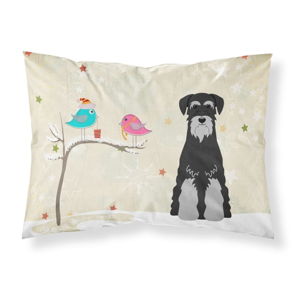 Christmas Presents between Friends Schnauzer - Black and Grey Fabric Standard Pillowcase