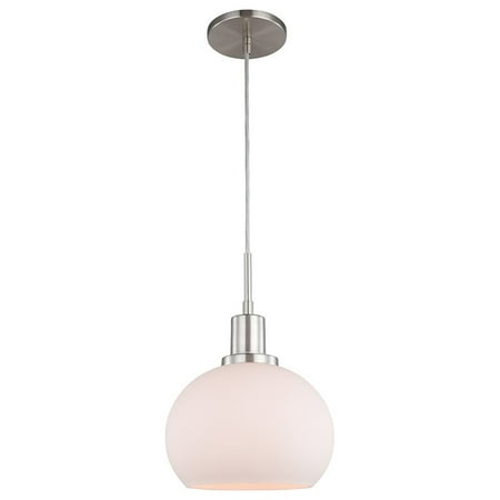 

Woodbridge Lighting Austin 1-Light Glass Mini-Pendant in Satin Nickel/Opal