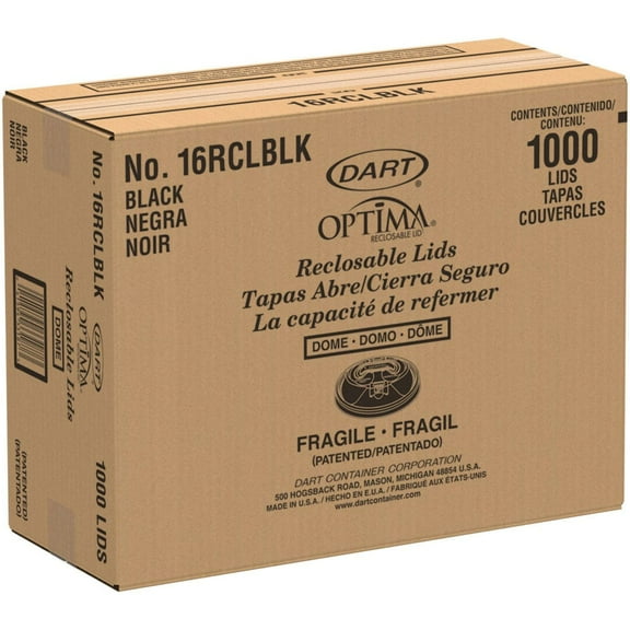 Dart 16RCLBLK Black Optima Reclosable Lid for Dart 16 Series Foam Cups