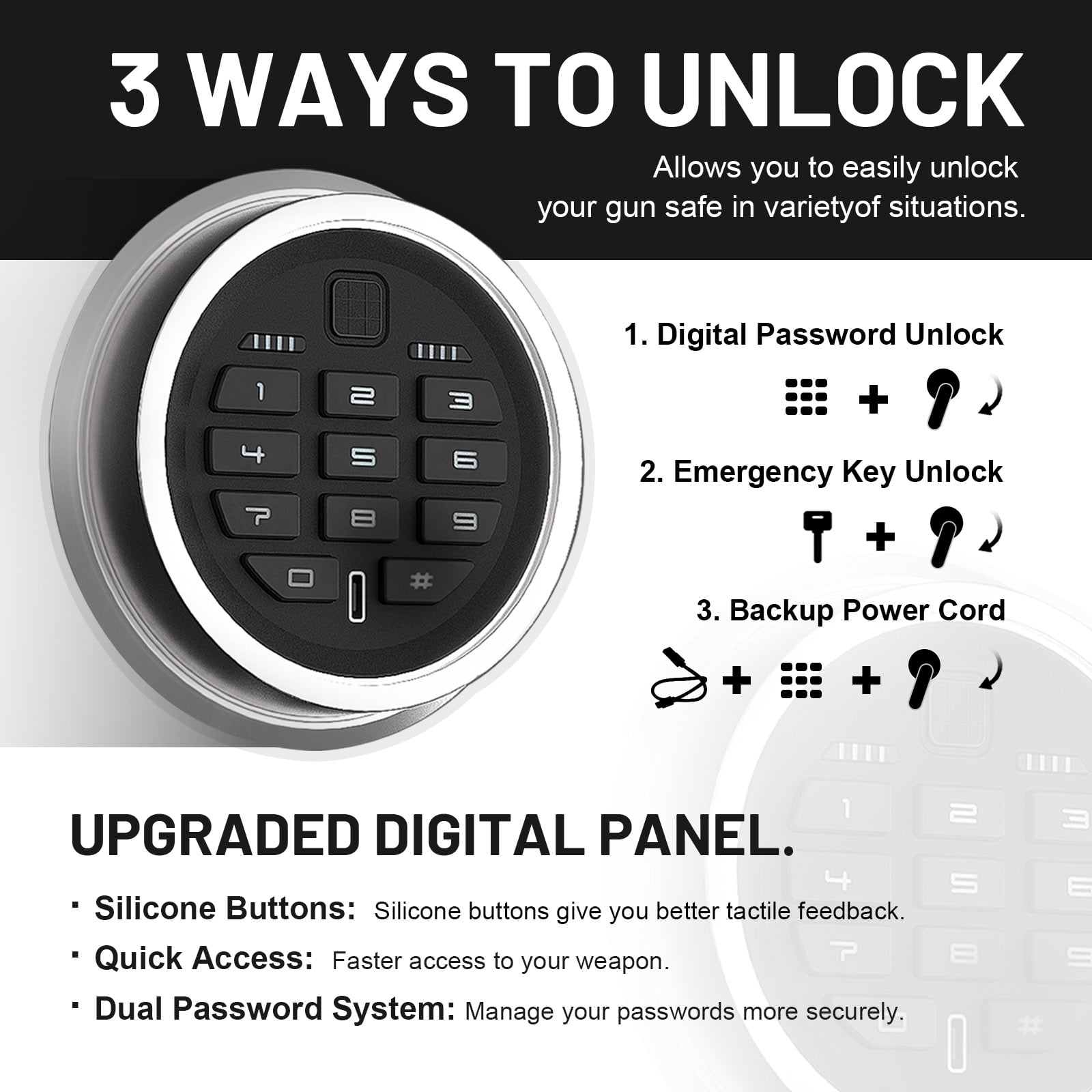 4-5 Digital Rifle Gun Safe,Gun Cabinet with Upgraded Digital Panel and LED Light,Gun Safes for Home Rifle and Pistols with Adjustable Rifle Racks and Removable Shelf ,Gun Safes & Cabinets with Alarm