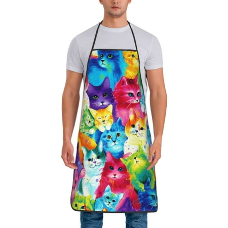 

Kitchen Aprons Colorful Cats Apron For Cooking Painting Bbq Grilling Baking