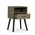 thumbnail image 4 of Topcobe Minimalist Night Stand for Bedroom Living Room w/ Splayed Legs, 2 Pack Modern Design Lamp Table for Home Office Hotel, Portable Bedside End Table for Dorm Small Spaces w/ Shelf & Drawer, Brown, 4 of 11