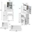 thumbnail image 3 of 29.2" Small Space Left Bedside Cabinet Vanity Table + Cushioned Stool, Extra Large Right sliding mirror, Multi Layer High Capacity Storage, Practical Fashionable Dresser, Suitable For Small Space, 3 of 9