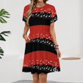 thumbnail image 2 of Musical Notes Red And Black Background Short Sleeve Dress Women Summer Evening Dresses Ladies Sundress, 2 of 7