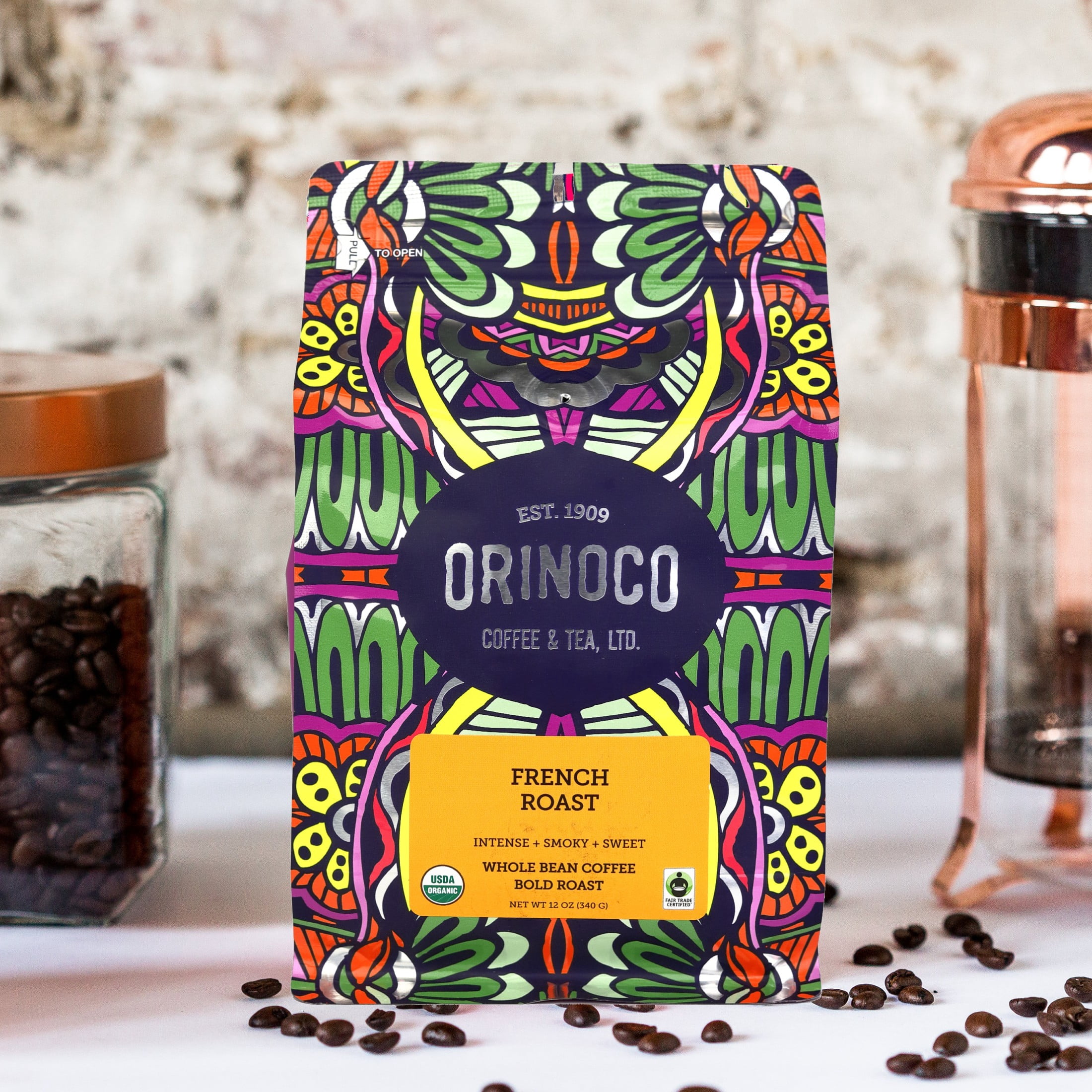Orinoco, French Roast, Organic Fair Trade, Whole Bean Coffee, Dark Roast, 12 oz