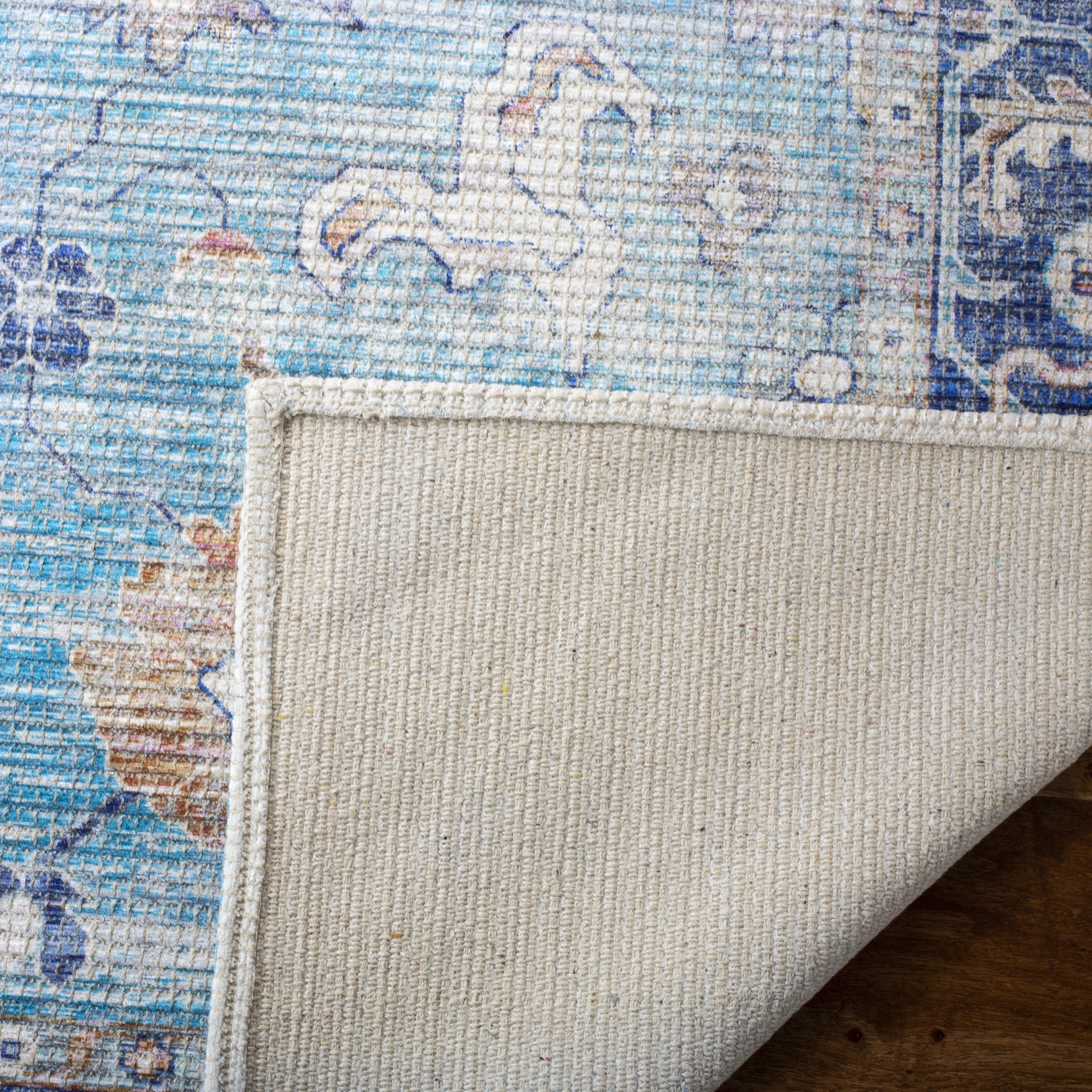SAFAVIEH Saffron Wallace Distressed Runner Rug, Aqua/Navy, 2'3" x 8'