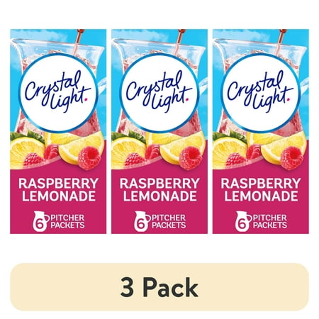 (3 pack) Crystal Light Drink Mix 6 Pitcher Packets for Flavorful Hydration and Shareable Refreshment Raspberry Lemonade Artificial Flavor Zero Sugar Low Calorie 1.8 oz (3 pack) Crystal Light Drink Mix 6 Pitcher Packets for Flavorful Hydration and Shareable Refreshment Raspberry Lemonade Artificial Flavor Zero Sugar Low Calorie 1.8 oz