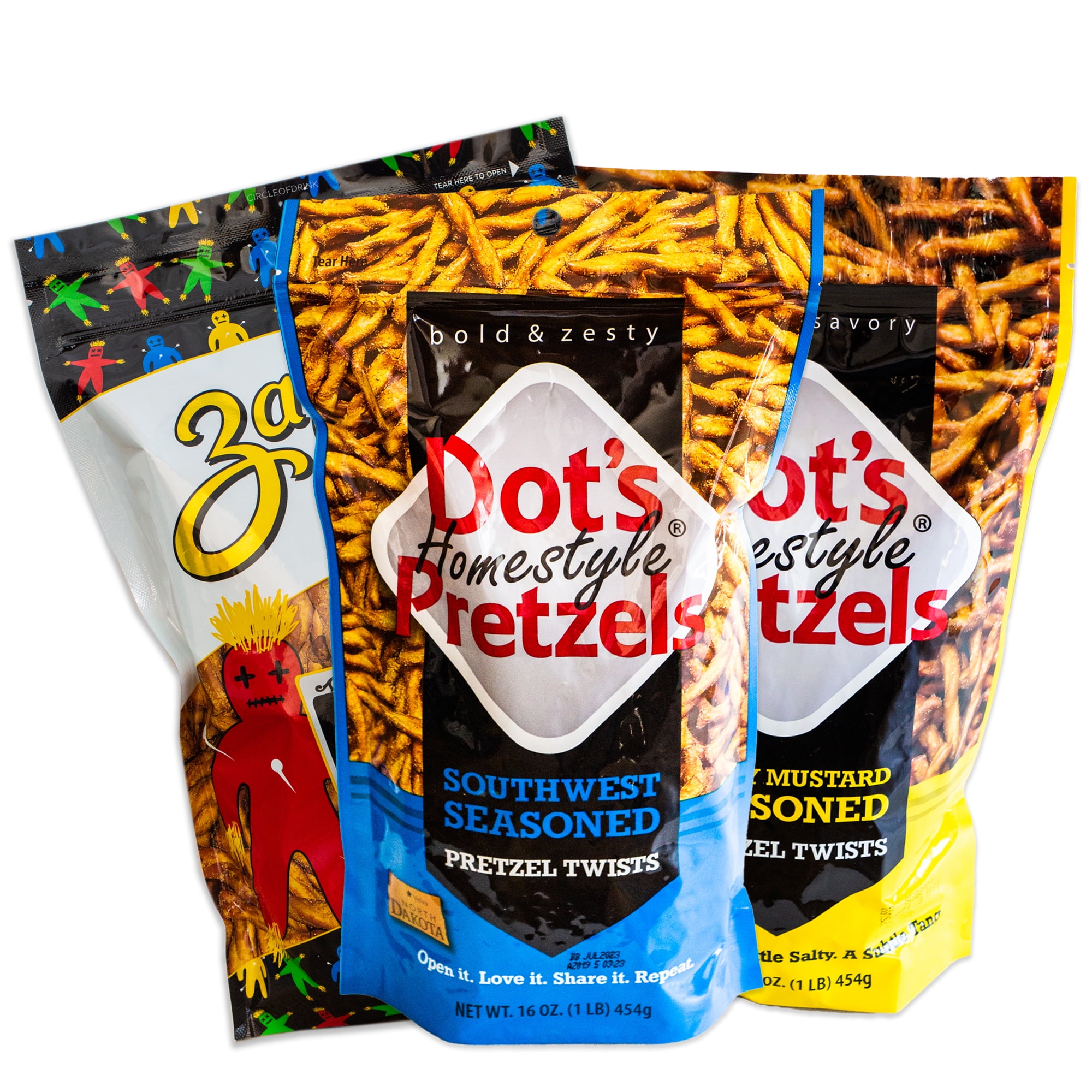 Dot's Southwest Pretzel Twists Variety Pack Zapp's Voodoo Stix Dot's Honey Mustard Sticks