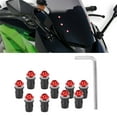 thumbnail image 2 of Powkky 10PCS Motorcycle M5x16mm/0.6in Windscreen Windshield Screw Bolts Kit Universal with WrenchRed, 2 of 10
