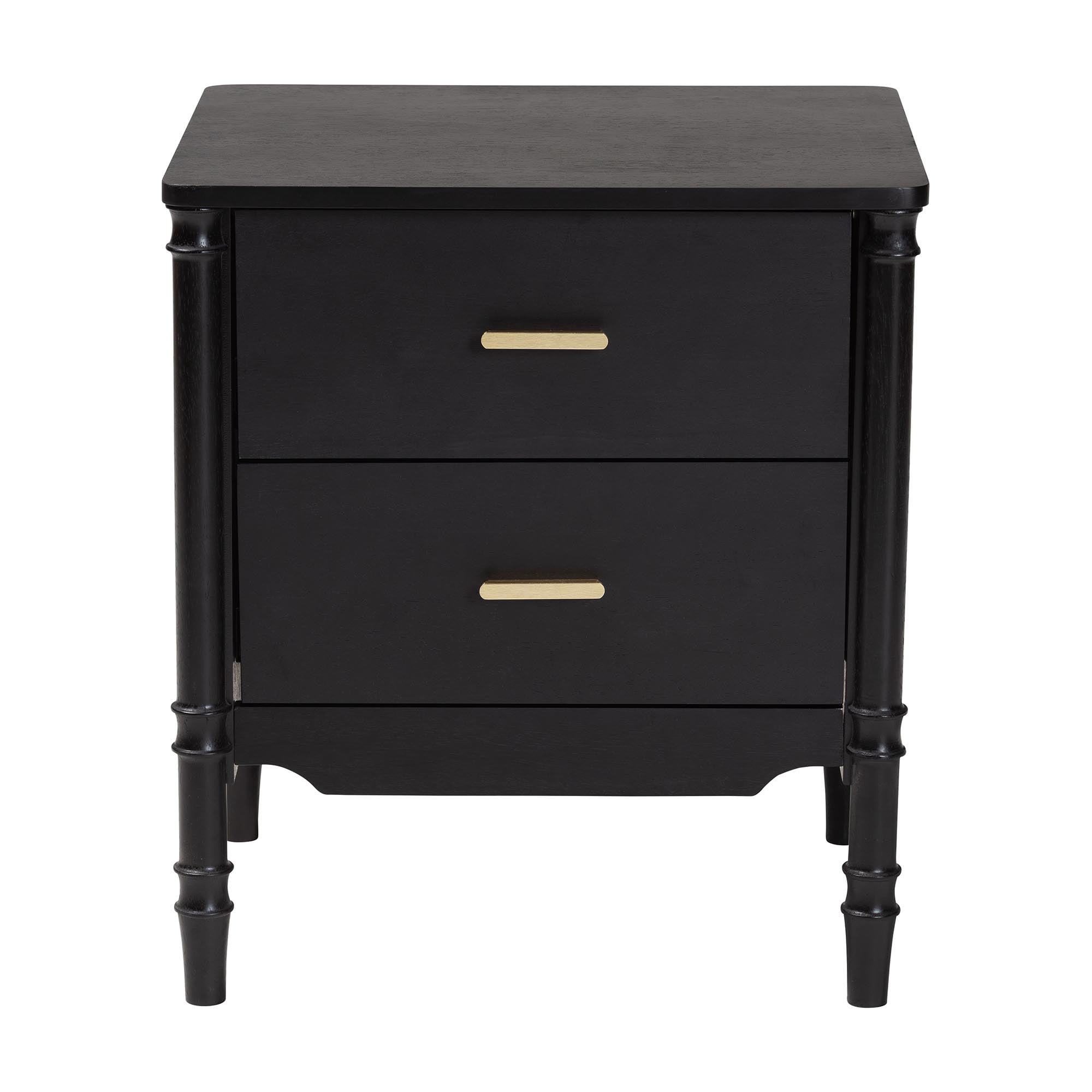 Baxton Studio Marisela Mid-Century Nightstand, 2-Drawer, Black
