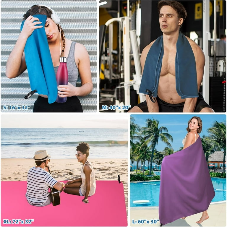 BOGI Microfiber Travel Sports Towel Quick Dry Towel Soft Lightweight Microfiber Camping Towel Absorbent Compact Travel Towel for Camping Gym Yoga Swimming Backpacking L 60 x30 16 x16 Nblue Navy Blue ...