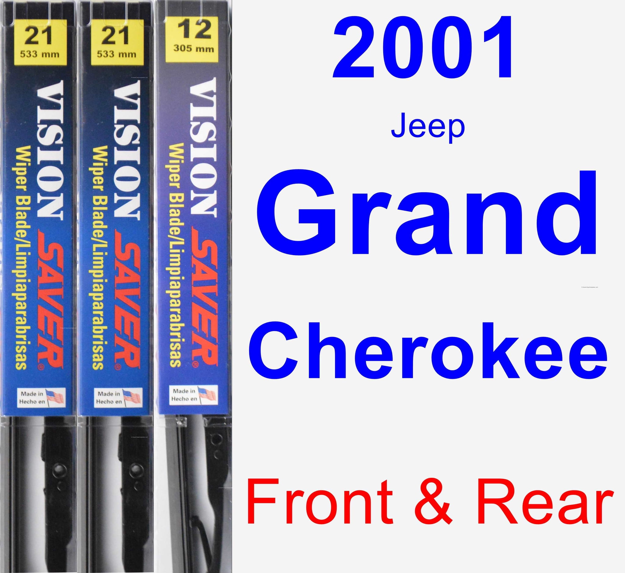 2001 Jeep Grand Cherokee Wiper Blade Set/Kit (Front & Rear) (3 Blades) - Vision Saver - Walmart 2001 Jeep Grand Cherokee Rear Wiper Blade