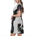 thumbnail image 2 of Balery Cool French Bulldog Wine Vestidos sueltos de manga corta para mujer, vestidos de verano 2025, vestidos casuales de corte A con vuelo., 2 of 6