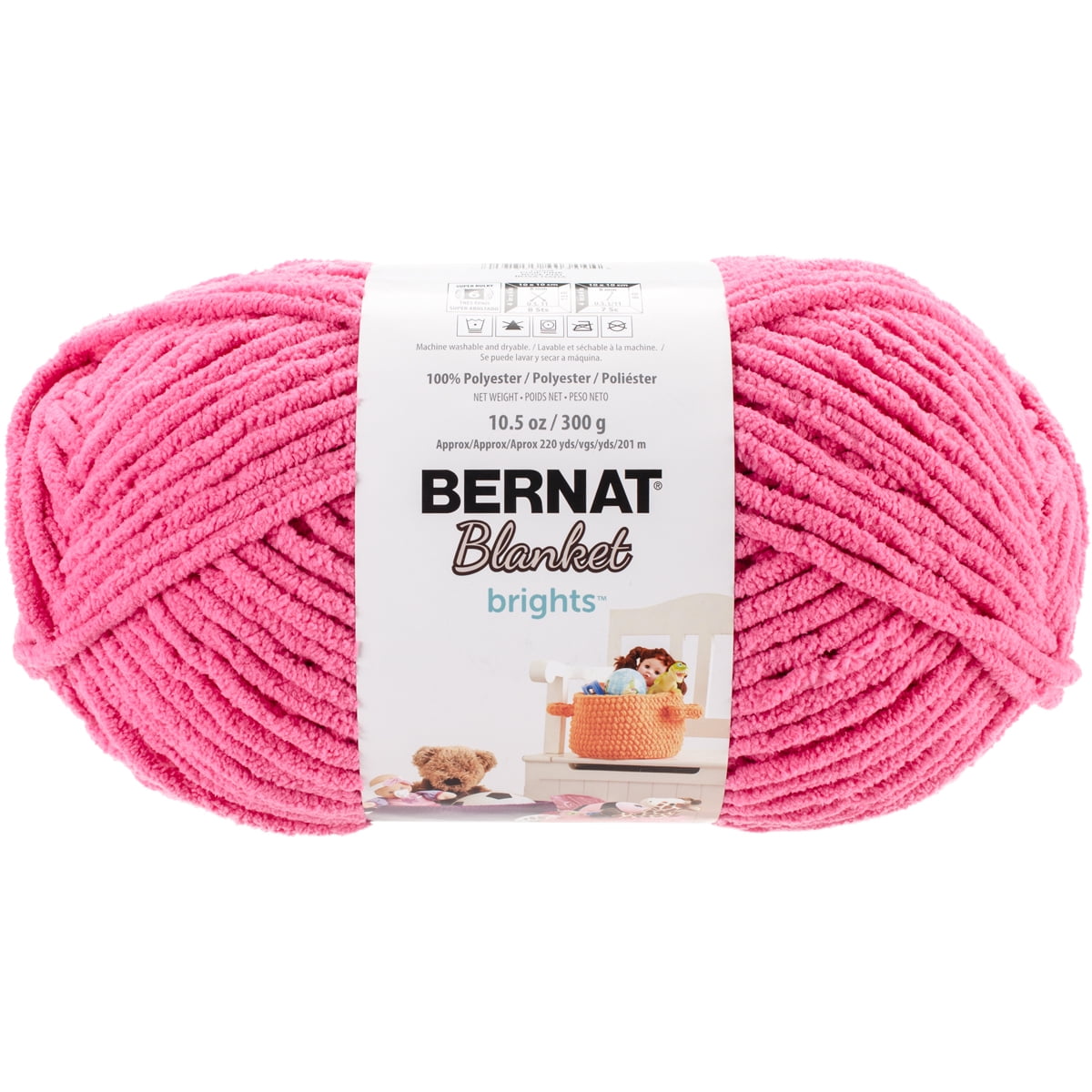 Bernat Pixie Pink Blanket Brights Chenille Style Yarn, 220 yards