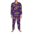 thumbnail image 4 of Bingfone Men'S Pajama Set 2 Piece Loungewear Pjs, Long Sleeve With Pajama Pants-Carnival Masks And Beads, 4 of 9