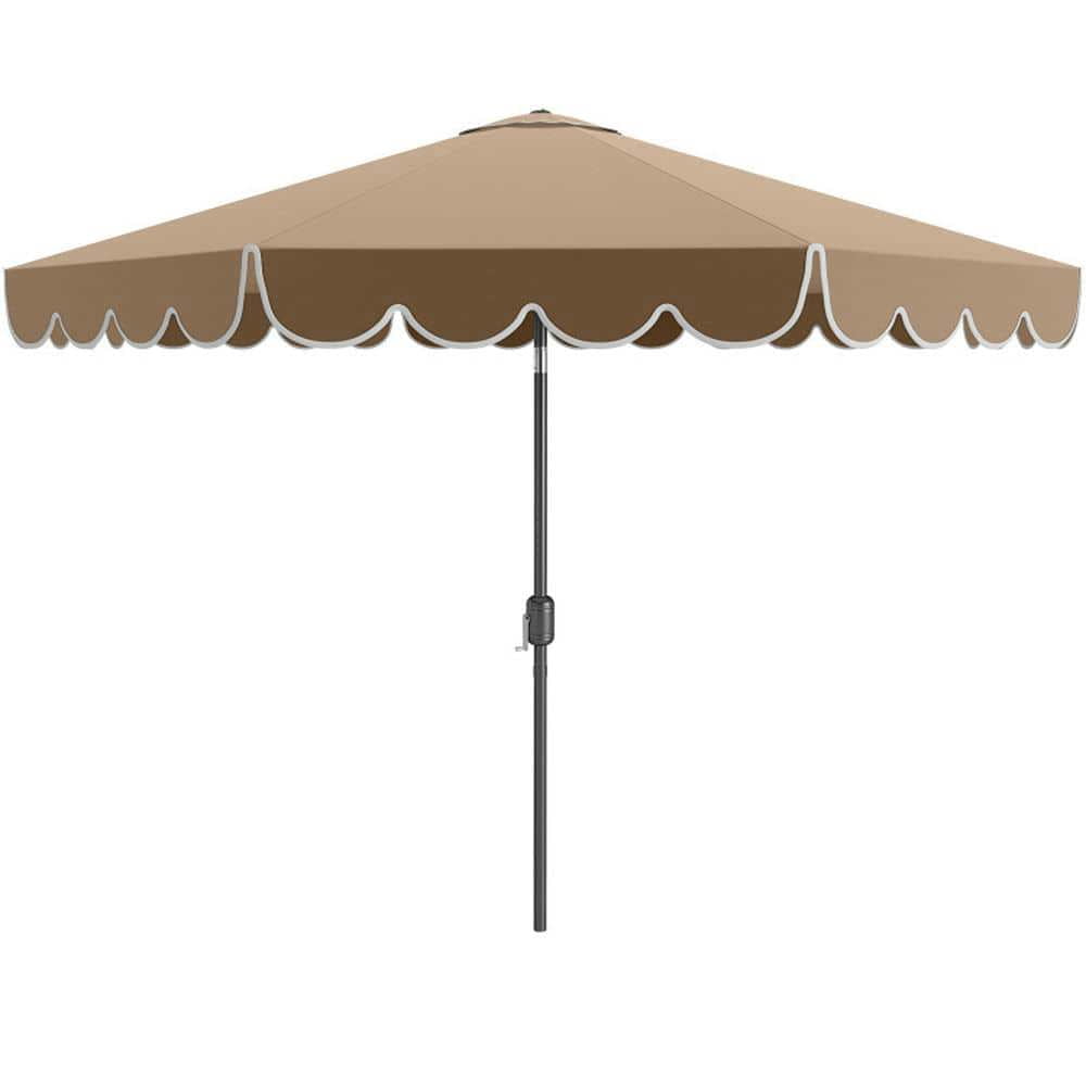 Spaco 10 Feet Patio Umbrella Outdoor Market Umbrella with Crank Tilt Adjustment, Outdoor Shade, Brown