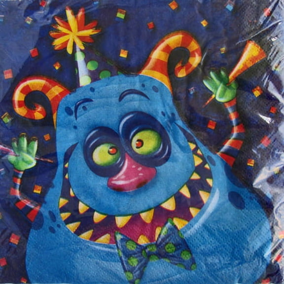 happy birthday 'monster party' lunch napkins (16ct)