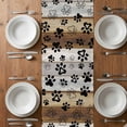 thumbnail image 6 of Cute Dog Claws Table Runner - 120 Inch Long, Kitchen Dining Table Runner Dresser Scarves, Farmhouse Brown Grey Wooden Puppy Pawprints Farmhouse Decor for Coffee Tables Wedding Party Banquet, 6 of 8