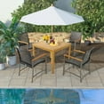 thumbnail image 3 of Costway Set of 4 Patio Dining Chairs Outdoor Wicker Armchairs with Acacia Wood Armrests, 3 of 7