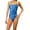 Blue Combo, variant on Girl's and Women's Athletic Tie Back One Piece Swimsuit, Solid Color and Multi Print Lace Up Back Tie Bathing Suit (FN028) - Black - 40