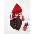 thumbnail image 4 of hirigin Baby Christmas Knit Jumpsuit, Long Sleeve Hooded Striped Button Closure Winter Romper, 4 of 9