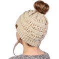 thumbnail image 3 of HSHDLDF Ponytail Messy Bun BeanieTail Women's Beanie Solid Ribbed Hat Cap, 3 of 4