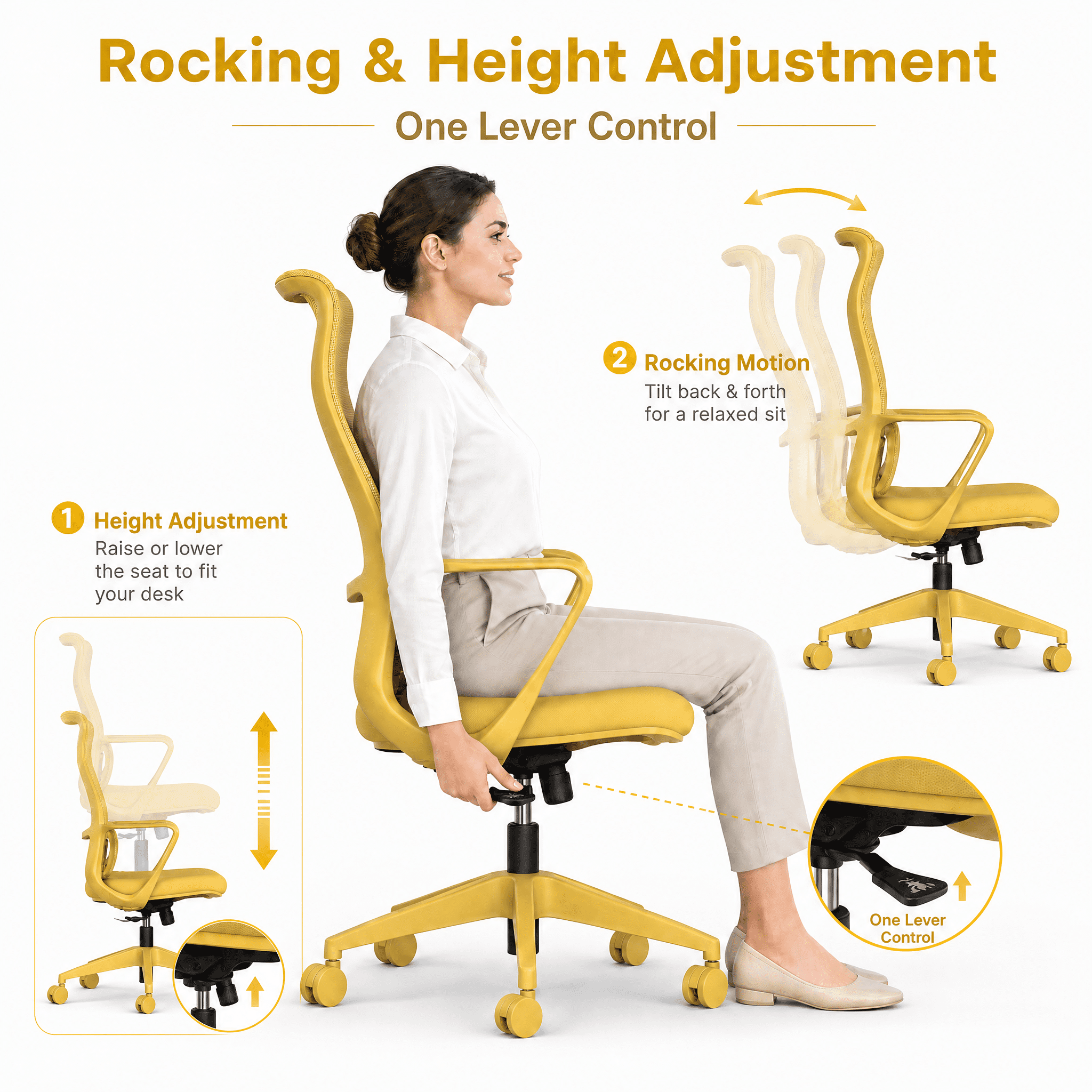 Homy Casa Ergonomic Mesh Office Chair with Adjustable Lumbar Support, High Back Desk Chair