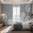 thumbnail image 2 of White Dandelion Blackout Curtains for Bedroom/Living Room, Pinch Pleated Black Out Curtains, Spring Plants Flowers Vintage Gray Room Darkening Window Drapes with Hooks 2 Panels, 39"x70", 2 of 8