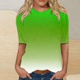 thumbnail image 2 of TSADFHJI Hauts à Manches Longues pour Femmes Serrés Hauts Adaptés Col Rond Manches Mi-Longues Blouse Imprimée TTG Vert, 2 of 4