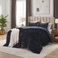 thumbnail image 2 of Regency Heights Full/Queen Cozy Velvet Comforter Sets, Luxury 3-Piece All-Season Bedding, Bed Set with Shams，Black, 2 of 9