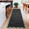 thumbnail image 2 of Garvee 2'x6' Modern Scalloped Runner Rug Washable Rug with Non Slip Backing, Neutral Farmhouse Soft Low Pile Carpet for Hallway Bedroom Home Office, Dark Gray, 2 of 8