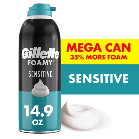 Gillette Shave Foam For Men, Foamy, Sensitive Skin, 14.9 oz