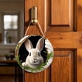 thumbnail image 2 of TIELUTT Easter Bunny Rabbit Hole Door Sign Wooden round Stained Glass Window Panel Christmas Display Hanging Ribbon Stained Glass Hanger Rings Stained Glass Flowers for Garden Decorative Easter Eggs f, 2 of 7
