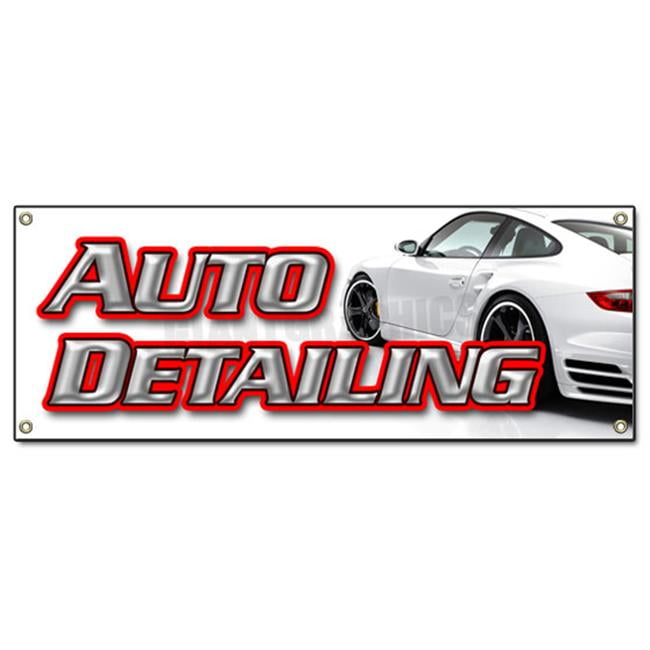 AUTO DETAILING w CUSTOM PHONE Banner Sign NEW Larger Size Best Quality for the $ 