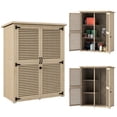 thumbnail image 1 of Outsunny 50" x 26" x 66" Wood Garden Shed, Tool Shed w/ Shelves, Natural, 1 of 10
