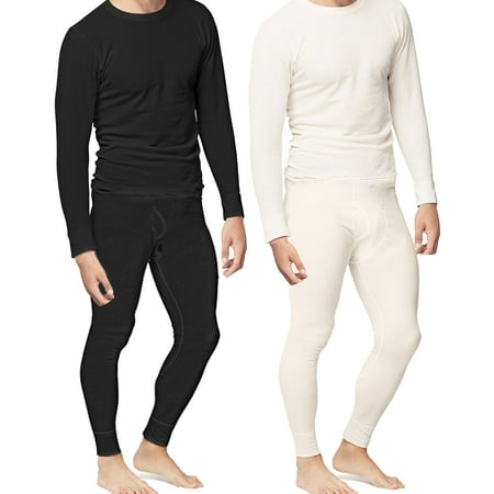 Mens 2pc Thermal Underwear Set Shirt Pants Top Bottom Waffle Knit Cotton Long