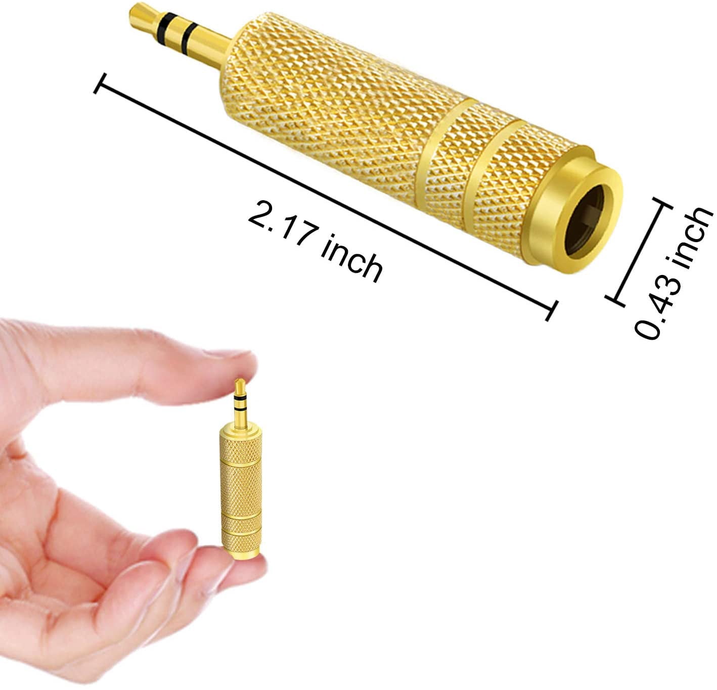 Adaptador De Audio Jack 3.5 Mm A 6.35 Mm - Conector Dorado, Fácil De Usar