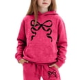 thumbnail image 2 of WAYUTE Girls Fall Outfits Bow knot Print Long Sleeve Front Pocket Hooded Sweatshirts and Pants for Kids Fashion Streetwear Clothing Set Casual Daily Wear,Hot Pink,Size 8-9 Y, 2 of 3
