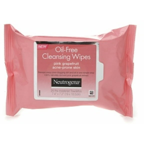 Neutrogena Oil-Free Cleansing Wipes for Acne Prone Skin, Pink Grapefruit 25 ea (Pack of 3)