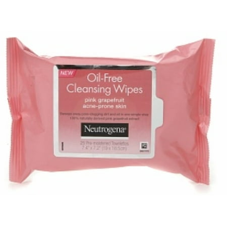 4 Pack - Neutrogena Oil-Free Cleansing Wipes for Acne Prone Skin, Pink Grapefruit 25 (Best Cleansing Wipes For Acne Prone Skin)