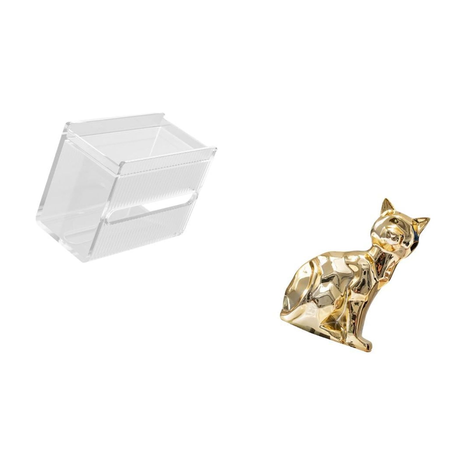 Fiocias Acrylic Cat Toilet Paper Storage Box Modern Animal Sculpture Paper Towel Dispenser Wall Mounted Tissue Holder Decorative Figurine Ornament for Firepla