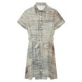 thumbnail image 4 of Beige Textured Abstract Pattern Womens Shirt Dresses Women'S Short Sleeve Dress Turn-Down Collar Dress A Line Casuall Dress Oversize(XS-6XL), 4 of 7