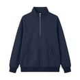 thumbnail image 4 of Inverlee Half Zip Stand Collar Sweatshirts for Women Long Sleeve Raglan Pullovers Side Pocket Solid Casual Loose Fit Tops Navy S-XXL, 4 of 9