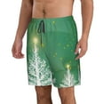 thumbnail image 2 of KLL Christmas Green Men's Casual Summer Beach Shorts Hawaiian Shorts with Pockets-Small, 2 of 5