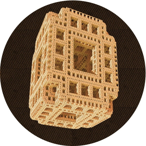 Ahgly Company Indoor Round Patterned Black Bean Brown Area Rugs, 6' Round