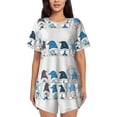 thumbnail image 1 of Fotbe Snow Gnome for Winter Conjunto de Pijama Estampado para Mujer, 2 Piezas, Ropa de Dormir con Camiseta de Manga Corta y Shorts Suaves-XX-Large, 1 of 6