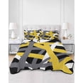 thumbnail image 2 of Quilt King Size Bedding Set, Yellow Black Geometric Reversible Summer Quilt 3 Pieces, Modern Art Abstract Grey Line Lightweight Bedspreads Coverlets with 2 Pillow Shams for All Seasons, 2 of 5