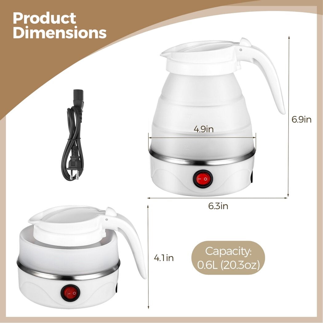 Bouilloire Électrique Pliable Portable 600 ml Bouilloire de Voyage, bouilloire d