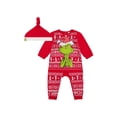 thumbnail image 4 of The Grinch Baby Unisex Red Long Sleeve Coverall and Hat, Sizes 0/3M-24M, 4 of 5